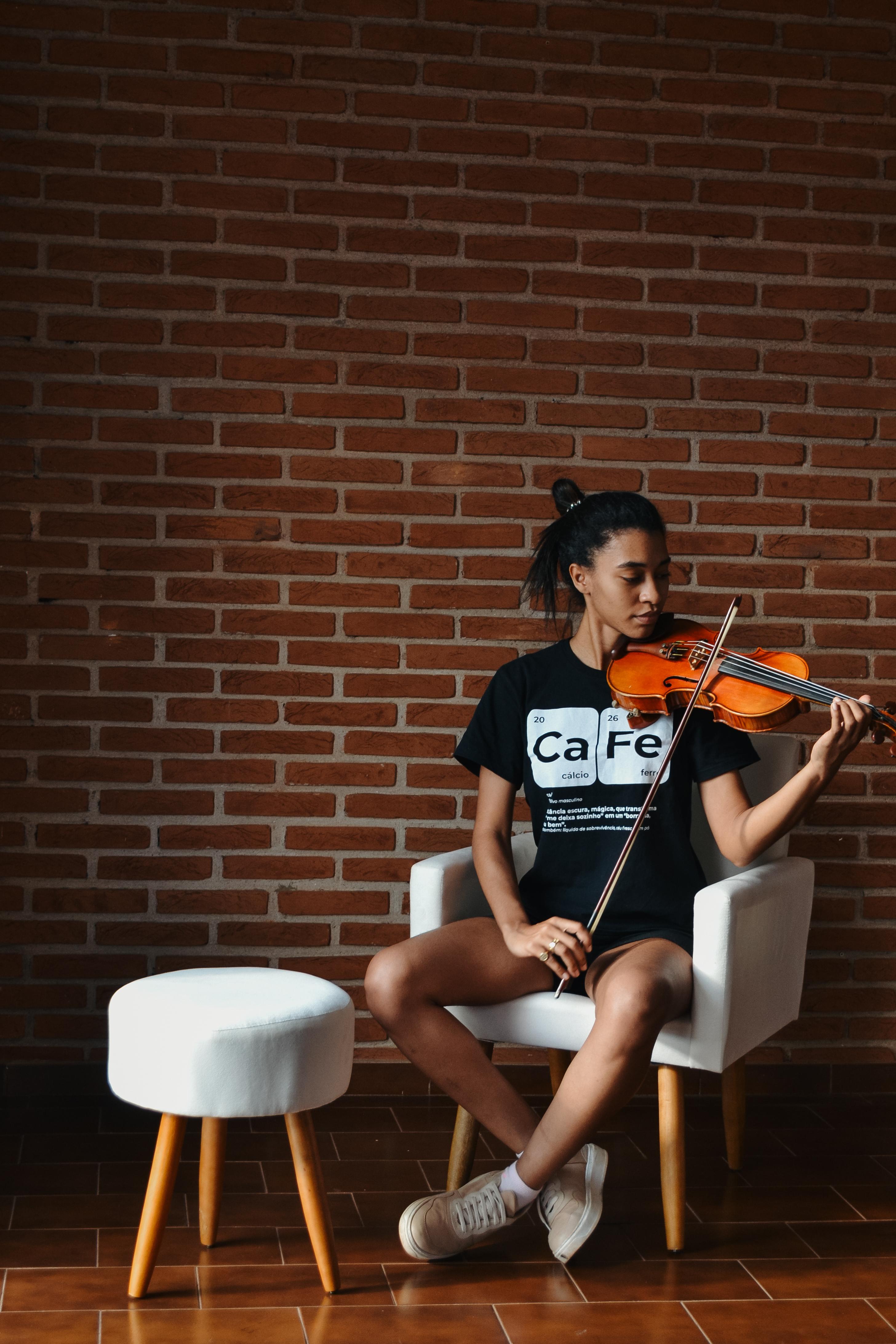 Violinista no estúdio